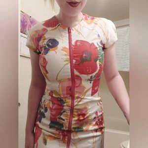 BB Dakota zip up floral mini dress lined